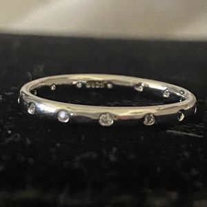 STAMPED S925 “WATERDROP” CZ  SILVER BAND RING